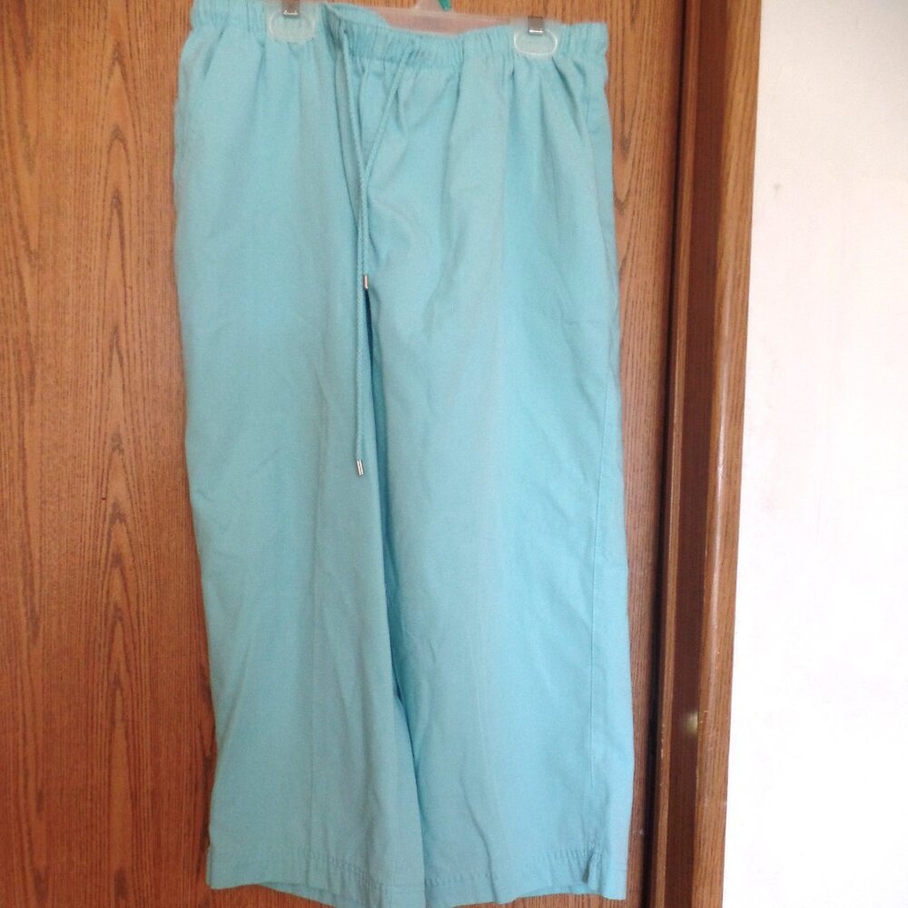 Paradise Bay Ladies' Baby Blue Elastic Waist Drawstring Capris, Size14